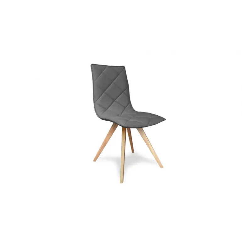 Chaise capitonnée en simili pieds bois de style scandinave - Solvig<Meubles Moss Best Sale