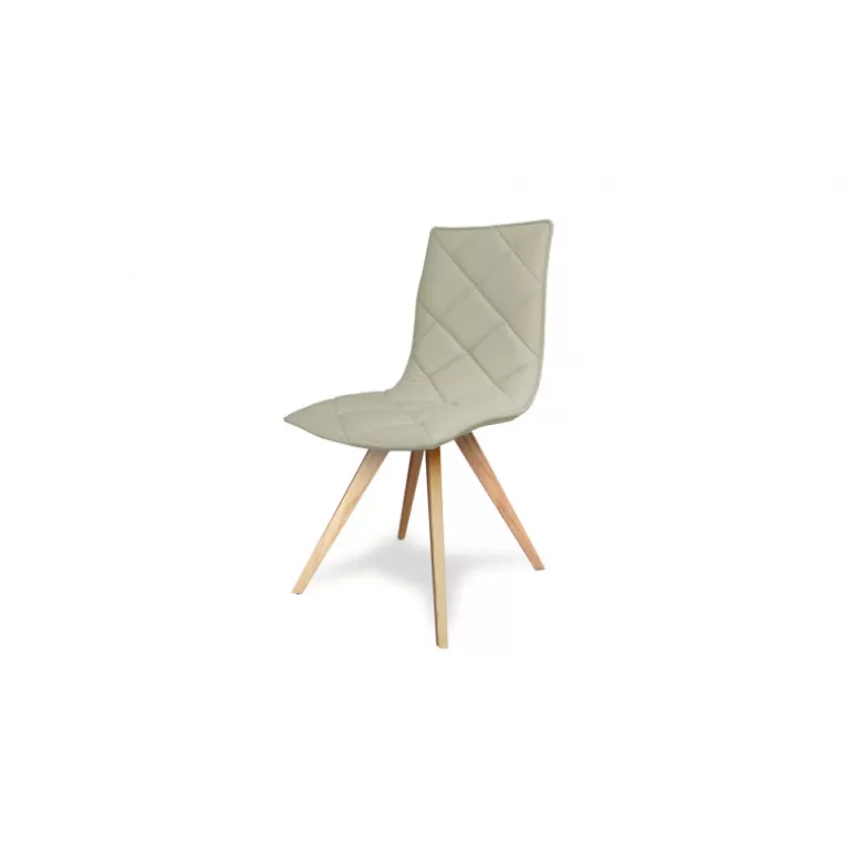 Chaise capitonnée en simili pieds bois de style scandinave - Solvig<Meubles Moss Shop