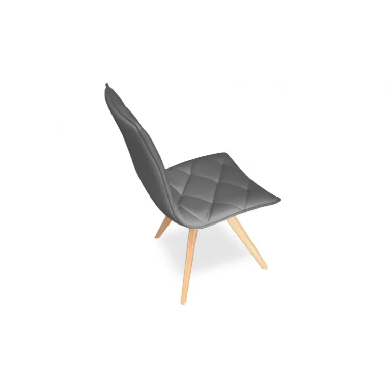 Chaise capitonnée en simili pieds bois de style scandinave - Solvig<Meubles Moss Best Sale