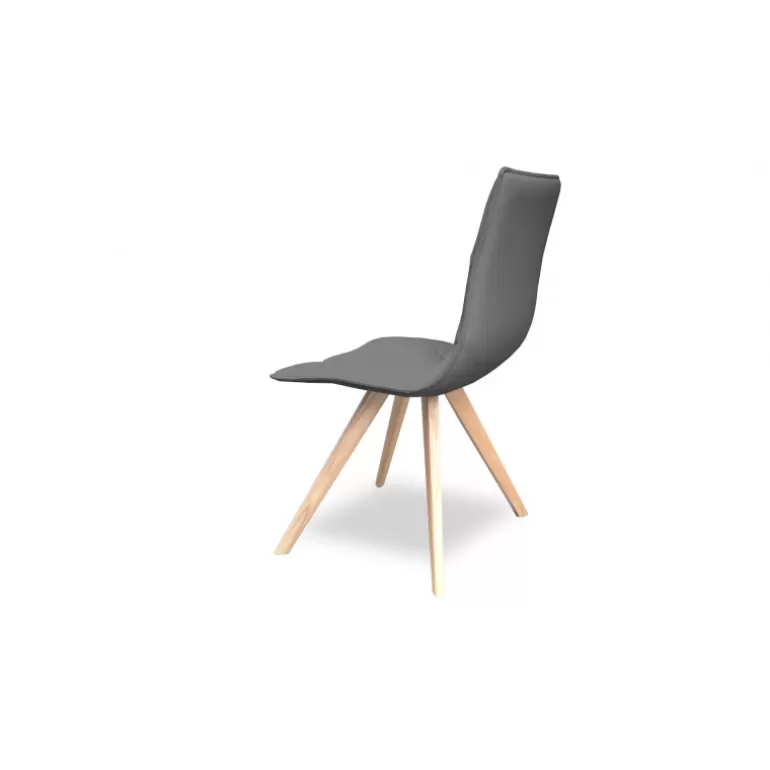 Chaise capitonnée en simili pieds bois de style scandinave - Solvig<Meubles Moss Best Sale