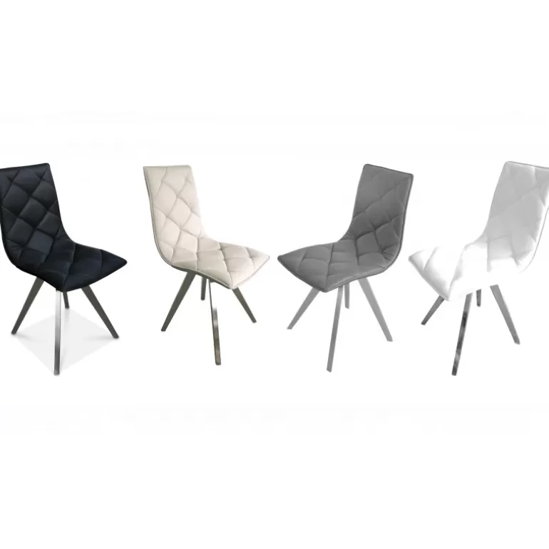 Chaise capitonnée en simili pieds métal brosse - Solvig<Meubles Moss Clearance