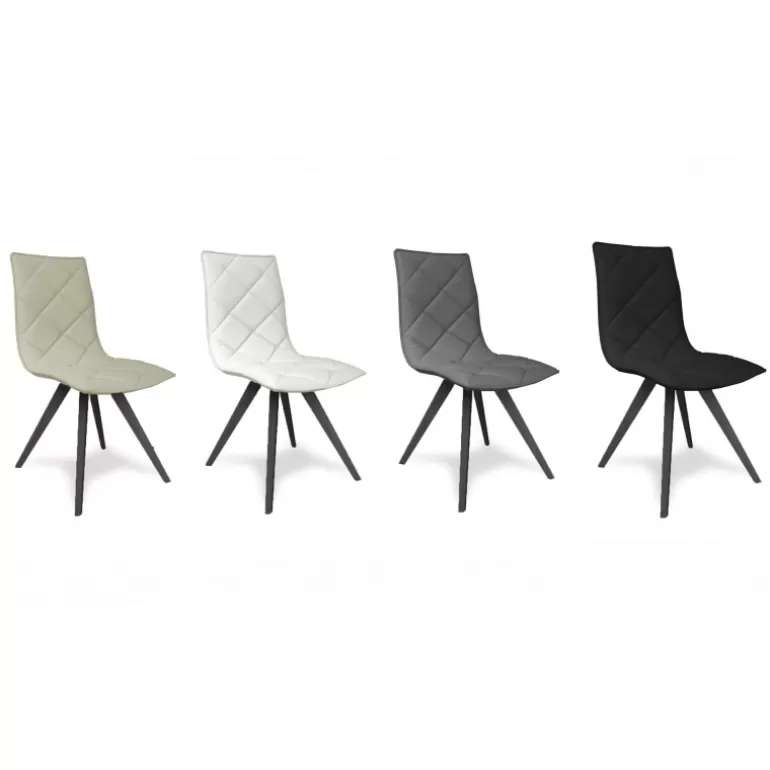 Chaise capitonnée en simili pieds noirs - Solvig<Meubles Moss Store