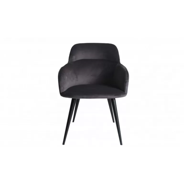 Chaise contemporaine en velours pieds noir - Lisbonne<Meubles Moss Sale