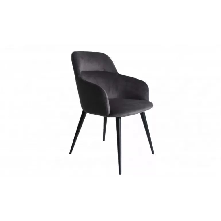 Chaise contemporaine en velours pieds noir - Lisbonne<Meubles Moss Sale