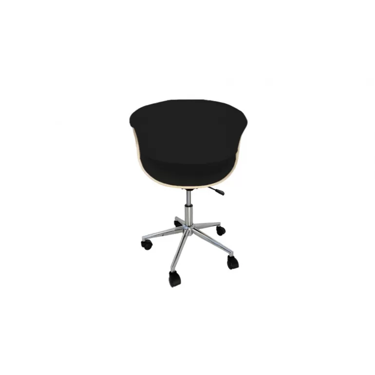Chaise de bureau à roulettes noir et bois clair - Wayne 2<Meubles Moss Hot