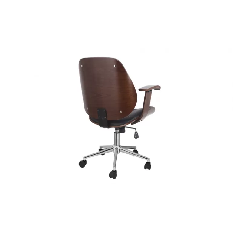Chaise de bureau dossier bois à roulettes - Breme<Meubles Moss Shop