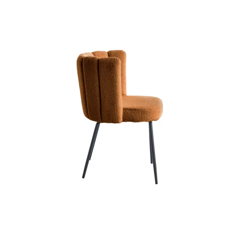 Chaise design pieds noir à bouclette effet mouton - Soline<Meubles Moss Discount