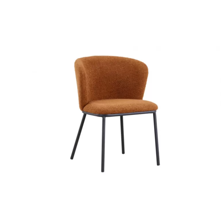 Chaise design pieds noir à bouclette effet peau de mouton - Lise<Meubles Moss Discount