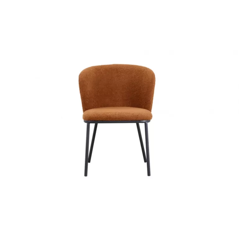 Chaise design pieds noir à bouclette effet peau de mouton - Lise<Meubles Moss Discount
