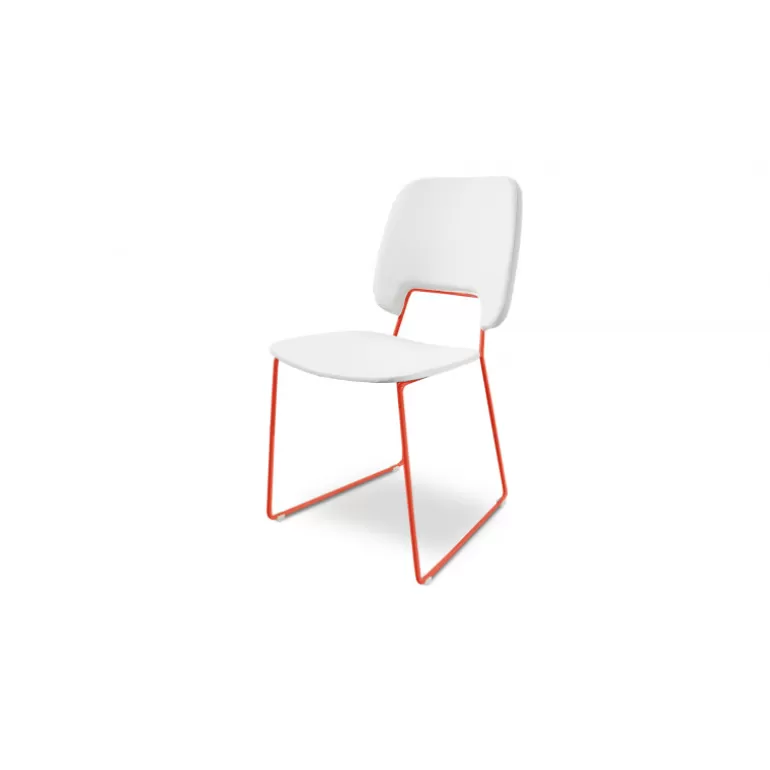 Chaise design simili blanc pied métal coloré - Wainaku<Meubles Moss Hot