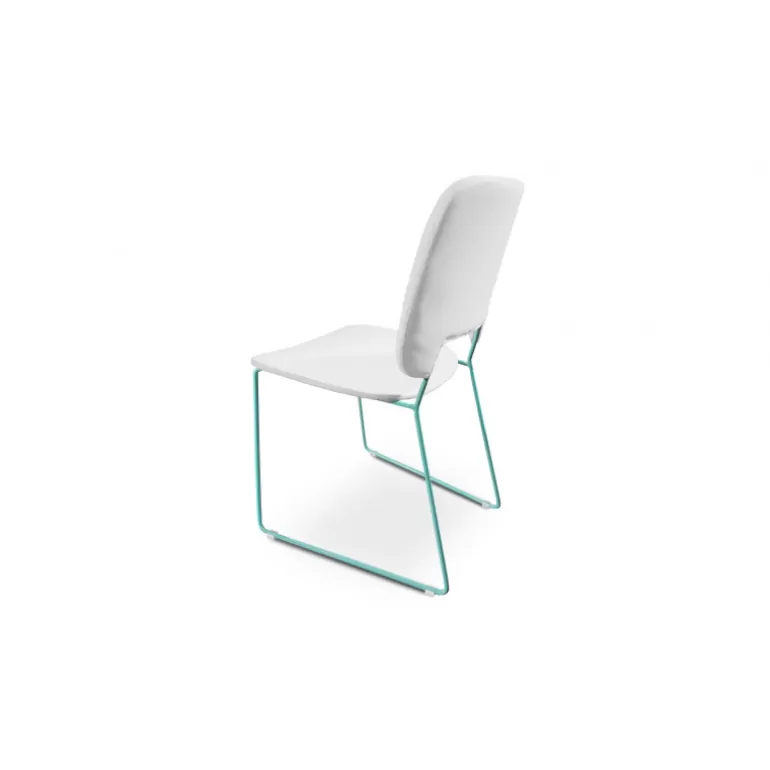 Chaise design simili blanc pied métal coloré - Wainaku<Meubles Moss New