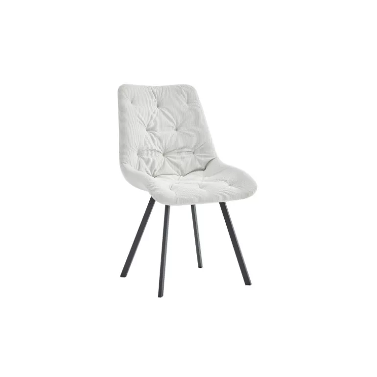 Chaise en velours côtelé et pieds métal noir - Judith<Meubles Moss Best Sale