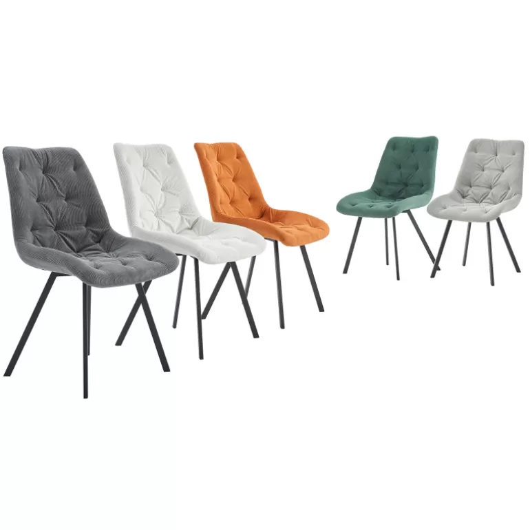Chaise en velours côtelé et pieds métal noir - Judith<Meubles Moss Best Sale