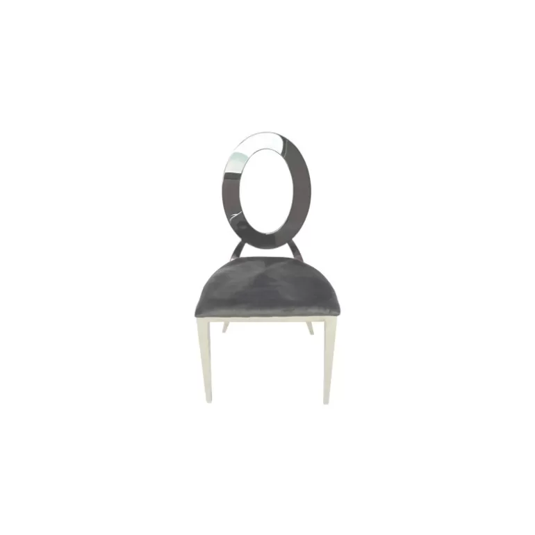 Chaise médaillon en velours dossier et pieds chromés - Myrabella<Meubles Moss New