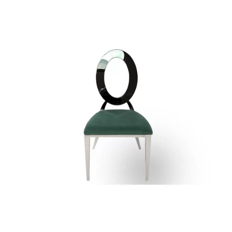 Chaise médaillon en velours dossier et pieds chromés - Myrabella<Meubles Moss Discount