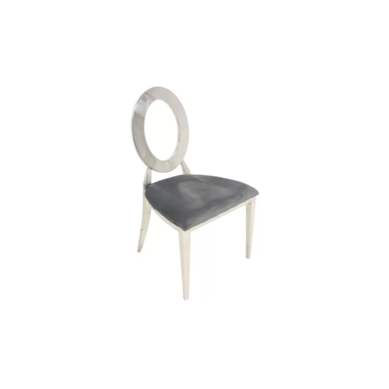 Chaise médaillon en velours dossier et pieds chromés - Myrabella<Meubles Moss New
