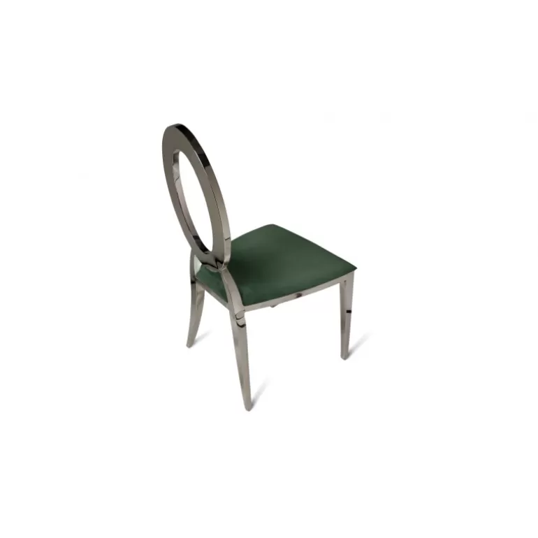 Chaise médaillon en velours dossier et pieds chromés - Myrabella<Meubles Moss Discount
