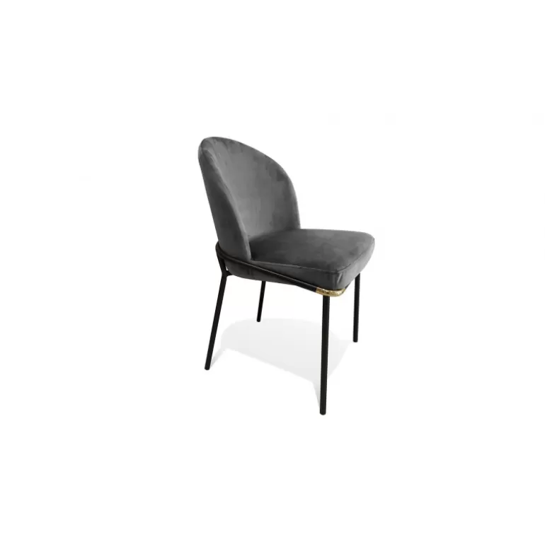 Chaise rétro à haut dossier en velours - Solange<Meubles Moss Fashion