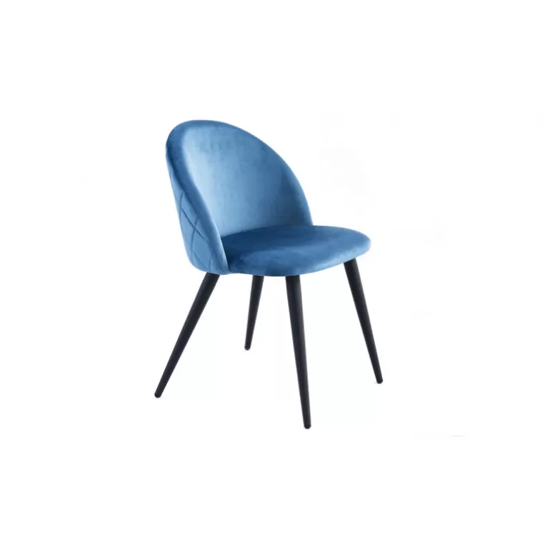 Chaise rétro élégante en velours et pieds en métal noir - Charlotte<Meubles Moss Discount