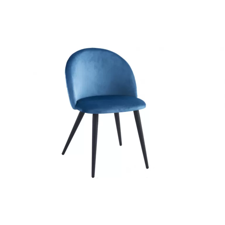 Chaise rétro élégante en velours et pieds en métal noir - Charlotte<Meubles Moss Discount