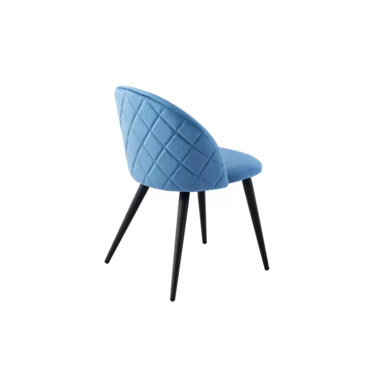 Chaise rétro élégante en velours et pieds en métal noir - Charlotte<Meubles Moss Discount