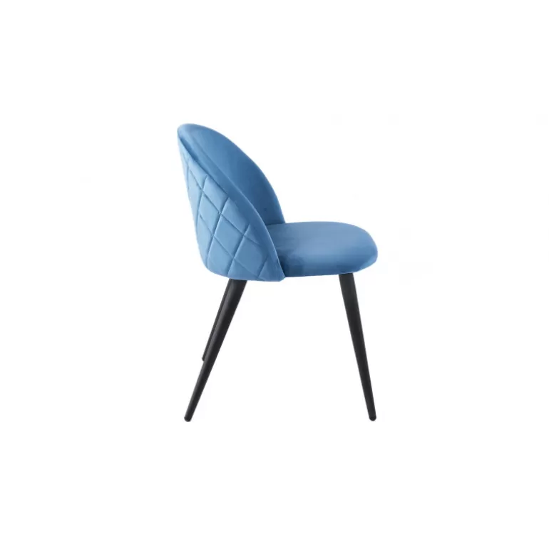 Chaise rétro élégante en velours et pieds en métal noir - Charlotte<Meubles Moss Discount