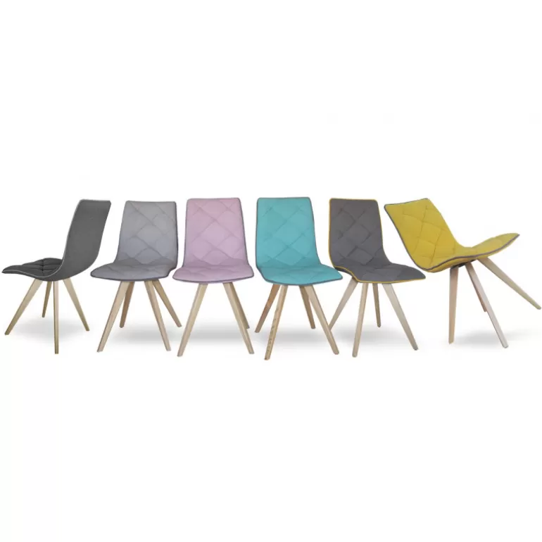 Chaise scandinave tissu pieds bois - Solvig<Meubles Moss Cheap