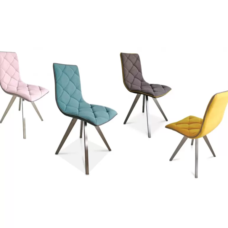 Chaise scandinave tissu pieds metal brosse - Solvig<Meubles Moss Fashion