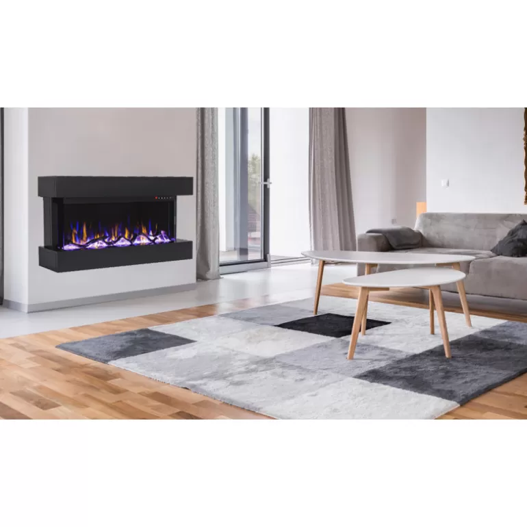 Cheminée éléctrique noire design - Kamin Berlin Noire<Meubles Moss Outlet