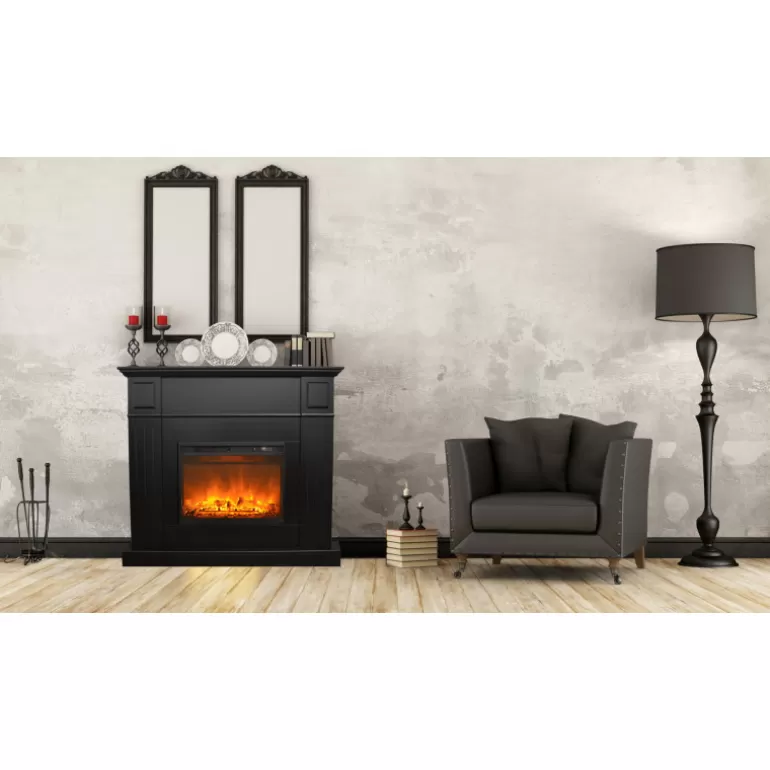 Cheminée éléctrique noire design - Kamin Victoria Black<Meubles Moss Hot