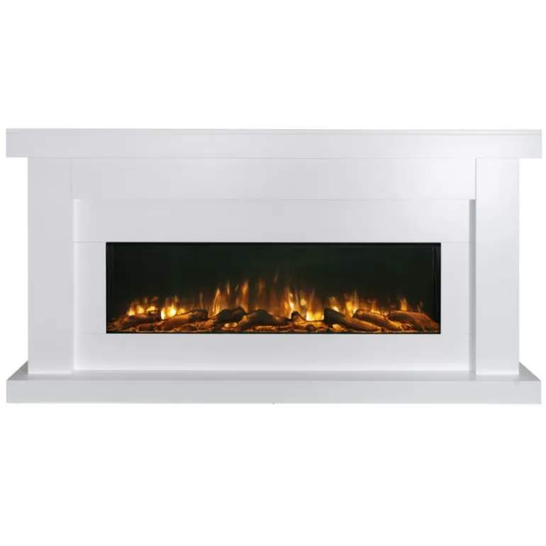 Cheminée électrique à poser au sol - Kamin Oliver Blanc<Meubles Moss Shop