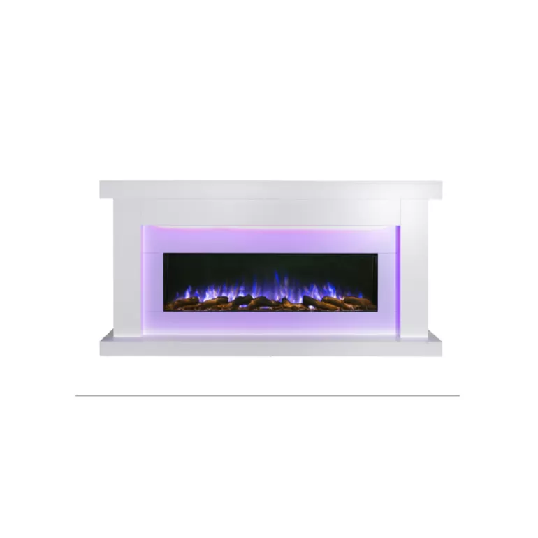 Cheminée électrique à poser au sol - Kamin Oliver Blanc<Meubles Moss Shop