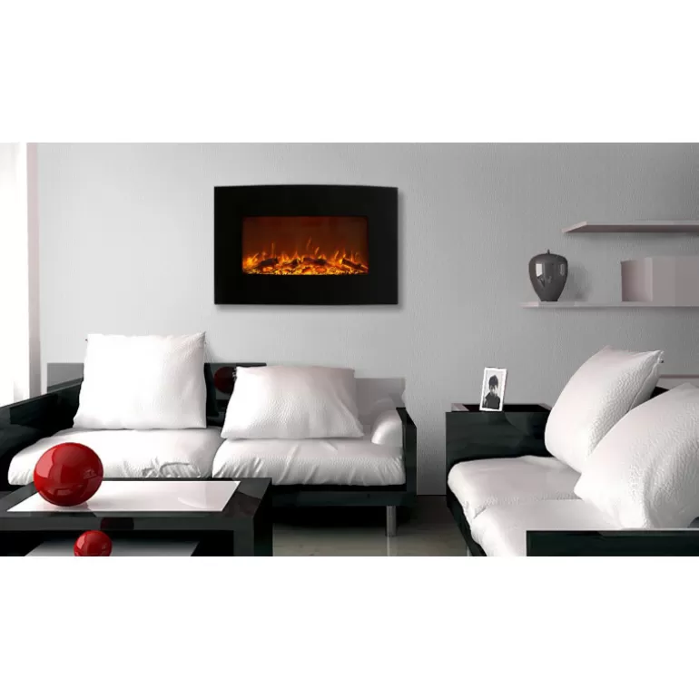 Cheminée électrique arrondie LED multicolores - Kamin Curve 36<Meubles Moss Shop