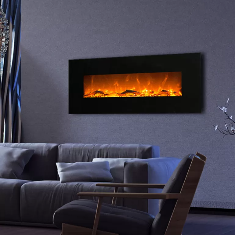 Cheminée électrique avec façade noire - Kamin negra 50<Meubles Moss Online