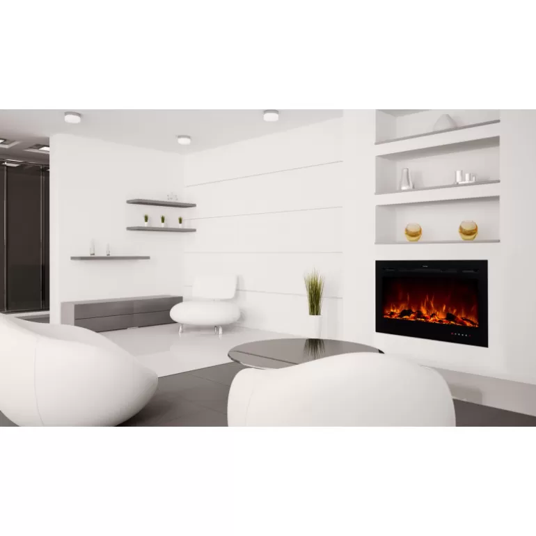 Cheminée électrique encastrable 90 cm - Kamin Black NICE 36<Meubles Moss Cheap