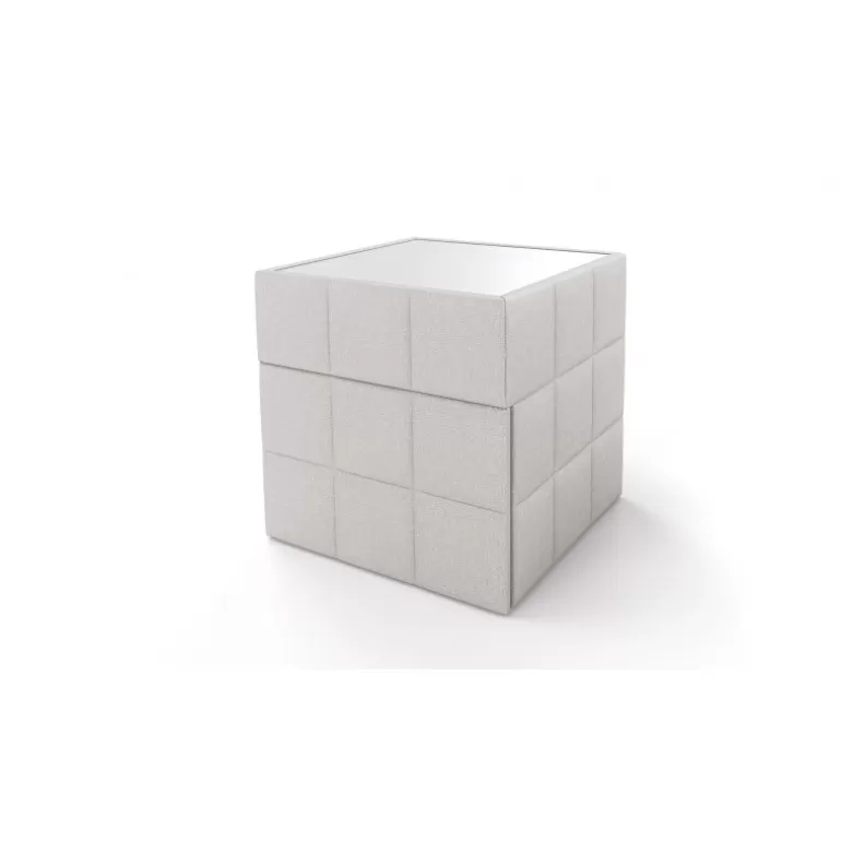 Chevet capitonné en tissu avec éclairage Led et tiroir - Rodhes<Meubles Moss New