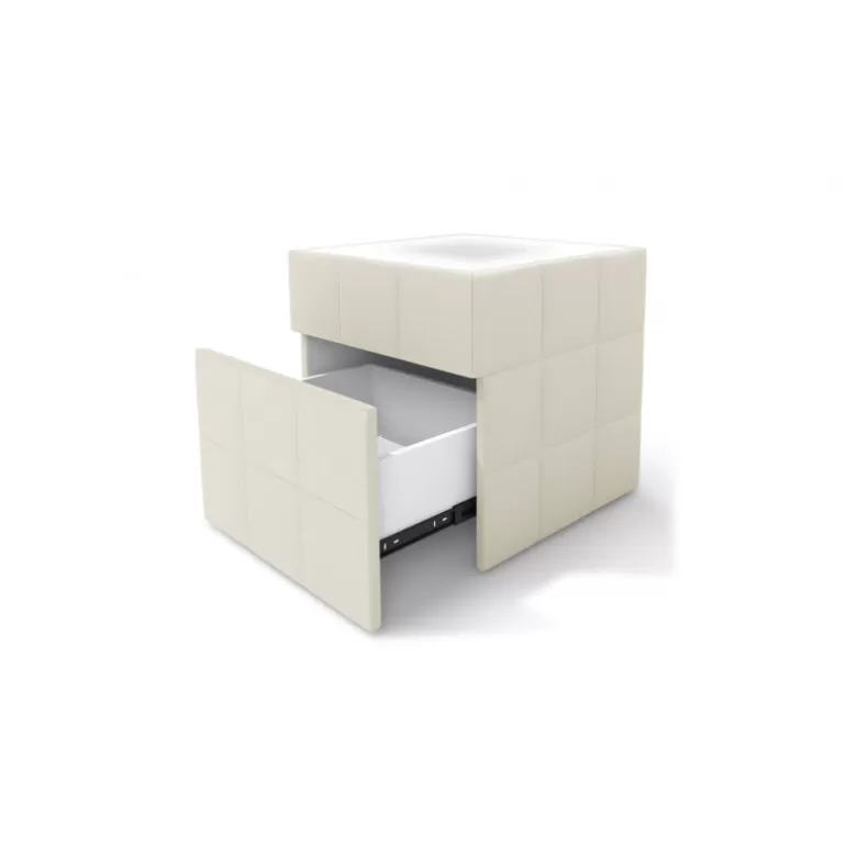 Chevet capitonné en tissu avec éclairage Led et tiroir - Rodhes<Meubles Moss Shop