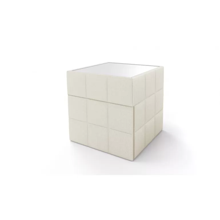 Chevet capitonné en tissu avec éclairage Led et tiroir - Rodhes<Meubles Moss Shop