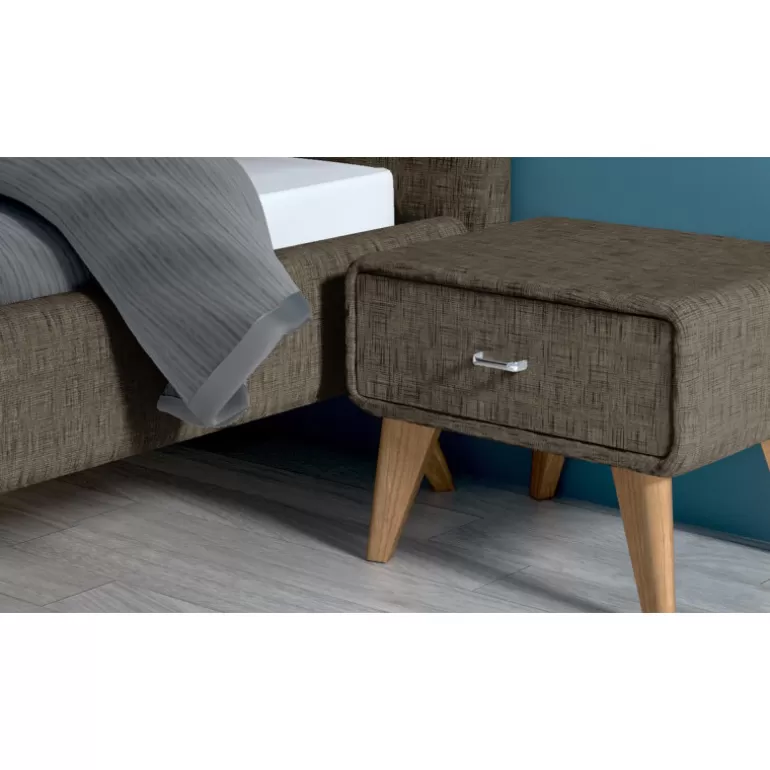 Chevet tissu pieds bois design scandinave - Mariyas<Meubles Moss Sale