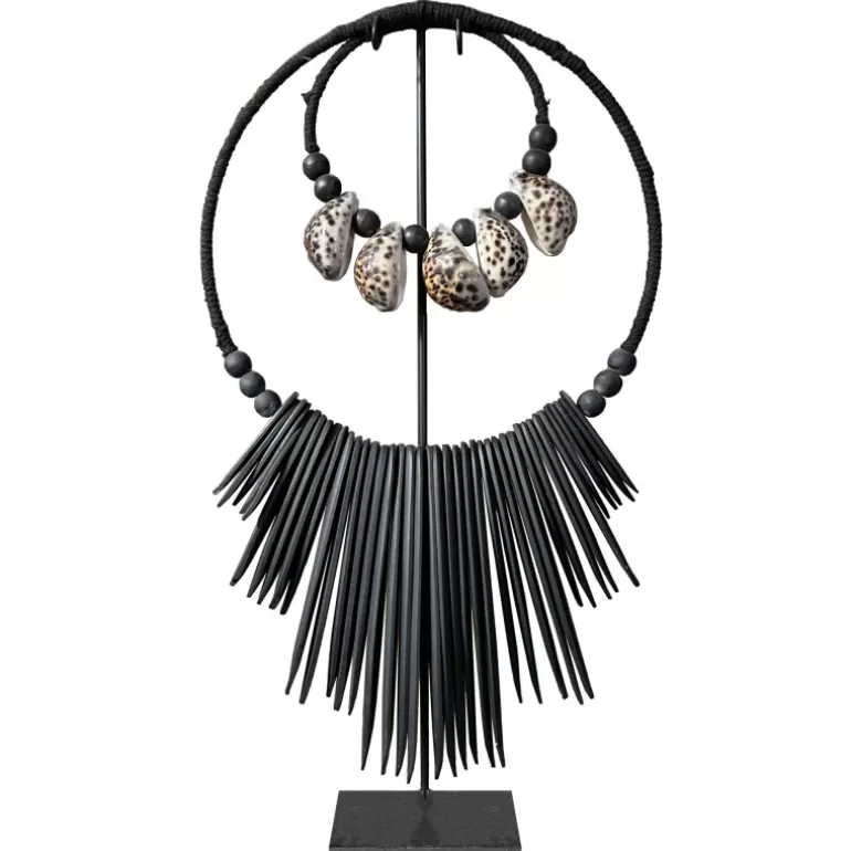 Collier décoratif papou tribal noir bois et coquillages - Kizomba<Meubles Moss Shop
