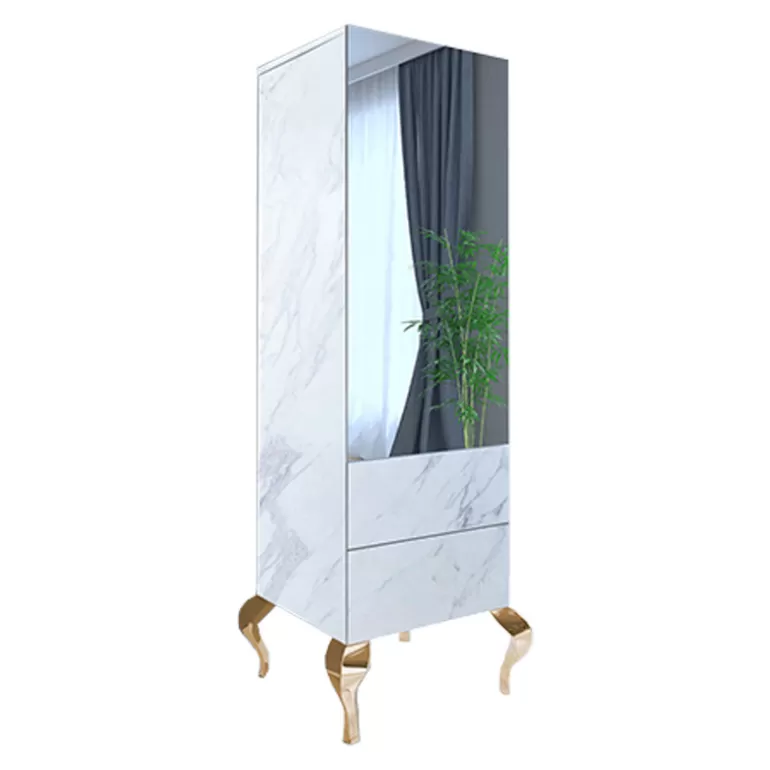 Colonne de rangement effet marbre baroque moderne pieds dorés - Betty DOREE<Meubles Moss Fashion