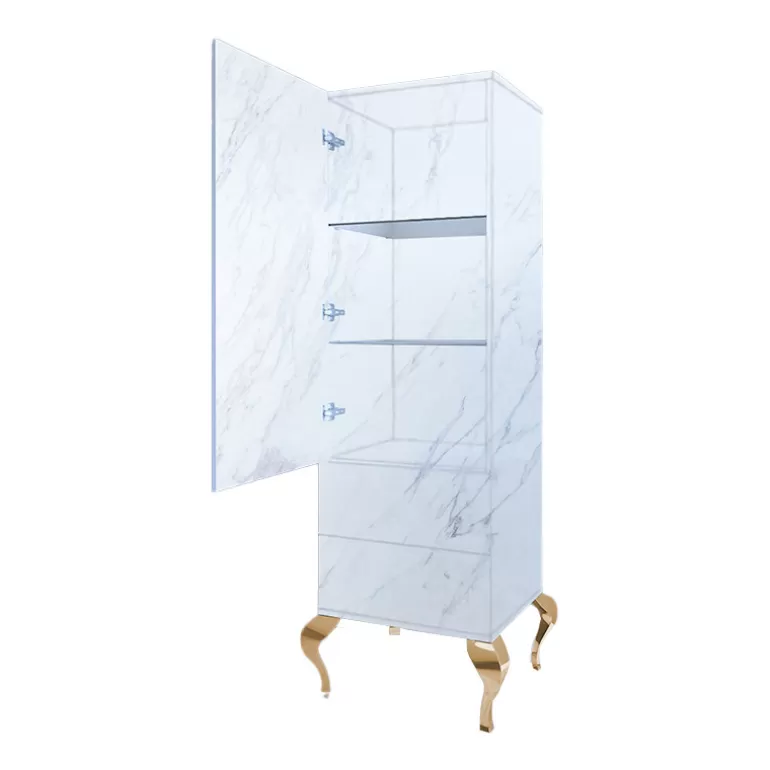 Colonne de rangement effet marbre baroque moderne pieds dorés - Betty DOREE<Meubles Moss Fashion