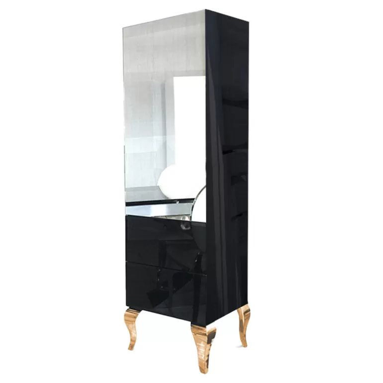 Colonne de rangement laquée baroque moderne pieds dorés - Betty DOREE<Meubles Moss New