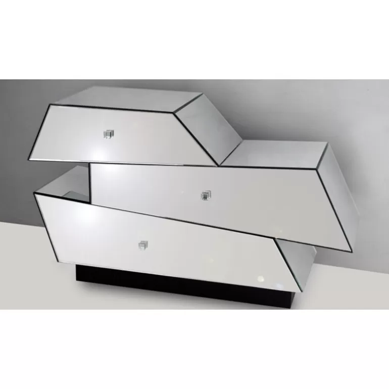 Commode 3 tiroirs design miroir - Fonty 120cm<Meubles Moss Store