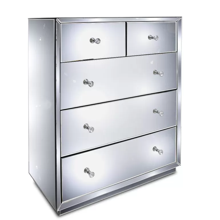 Commode 5 tiroirs design miroir - Khiva 81cm<Meubles Moss Hot