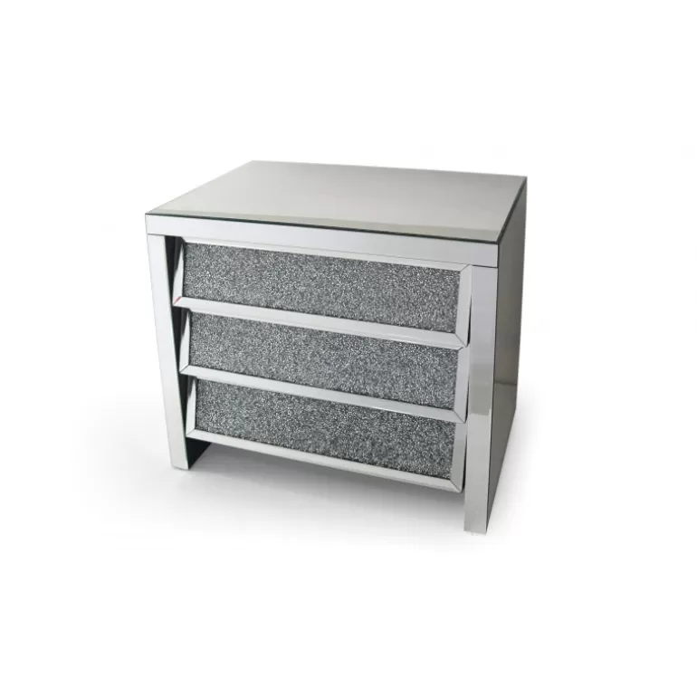 Commode 3 tiroirs design miroir - Manihi 81cm<Meubles Moss Shop