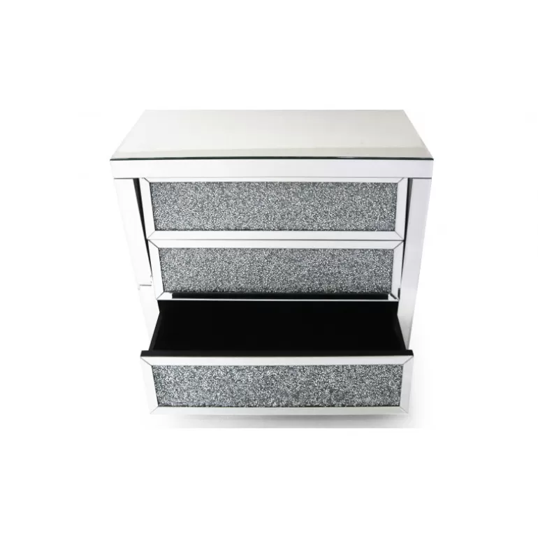 Commode 3 tiroirs design miroir - Manihi 81cm<Meubles Moss Shop