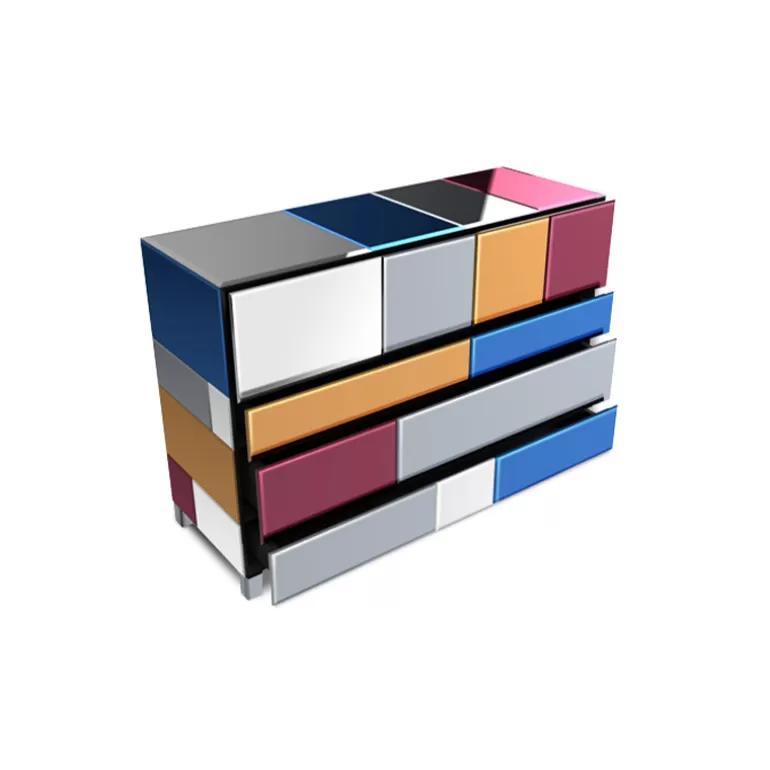 Commode 4 tiroirs miroirs multicolores - Mona 115cm<Meubles Moss Best Sale