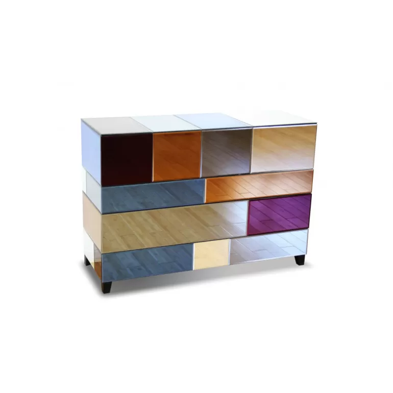 Commode 4 tiroirs miroirs multicolores - Mona 115cm<Meubles Moss Best Sale