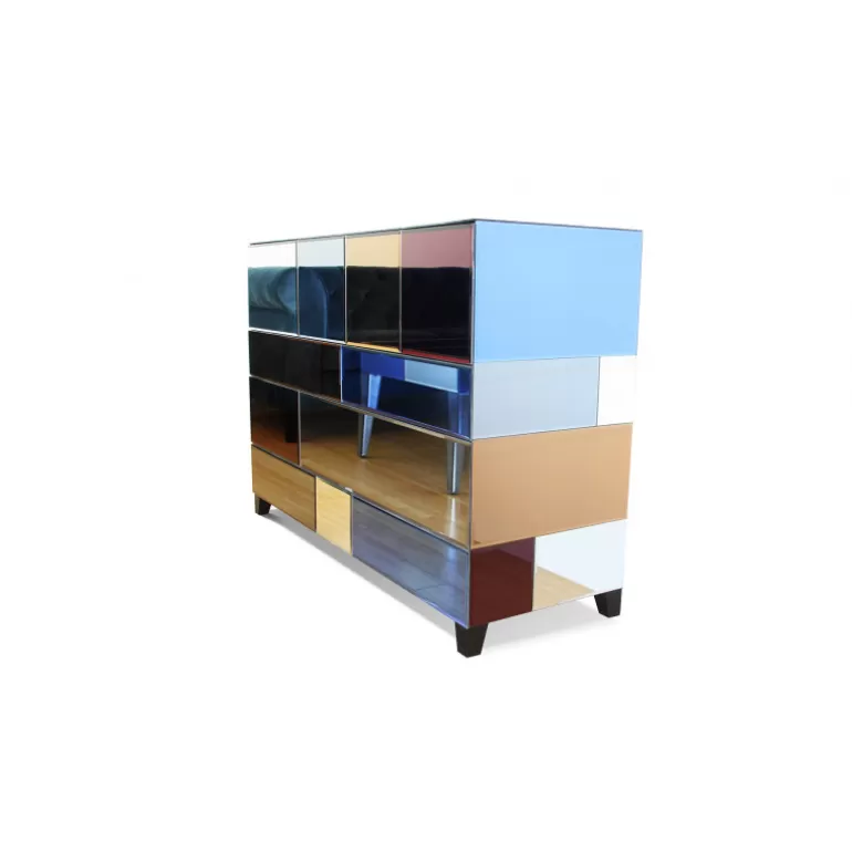 Commode 4 tiroirs miroirs multicolores - Mona 115cm<Meubles Moss Best Sale